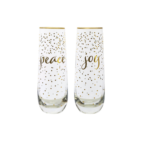 Maxwell & Williams Celebrations Stemless Flute Joy Peace (Set of 2) image 0