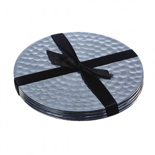 Just Slate Flat Hammered Stainless Steel Coasters (4 pieces) image 0