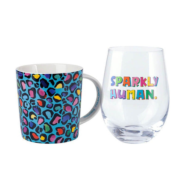 Maxwell & Williams Kasey Rainbow Wild at Heart Mug & Glass Set Wild Blue Gift Boxed image 0