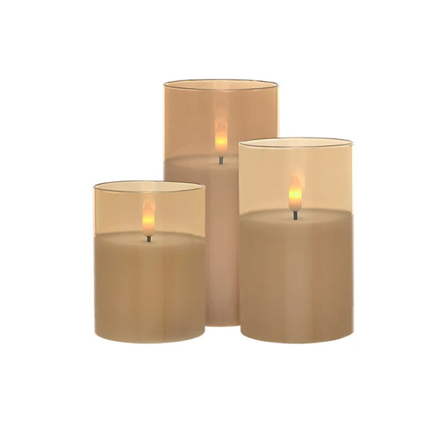 Maxwell & Williams Let's Get Lit LED Flameless Candle Glass Hurricane Set of 3 Gift Boxed image 0