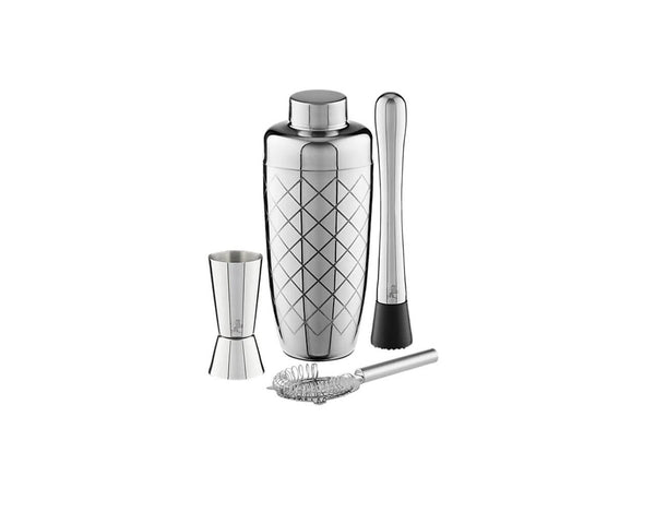 Maxwell & Williams Cocktail & Co Lexington Cocktail Set 4pc Silver Gift Boxed image 1