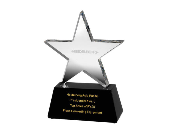 Swatkins Finely Crafted Optical Crystal Star Award on Black Base image 0