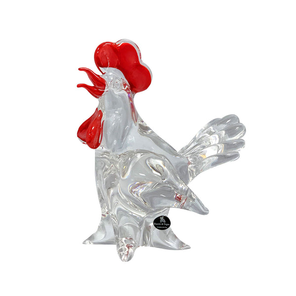Duccio di Segna Hen/ Rooster H19 cm Transparent & Red image 1