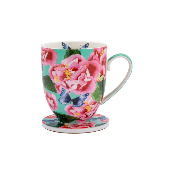 Maxwell & Williams Gabby Malpas Posey Mug & Coaster Set Camellia Dreams Gift Boxed image 1