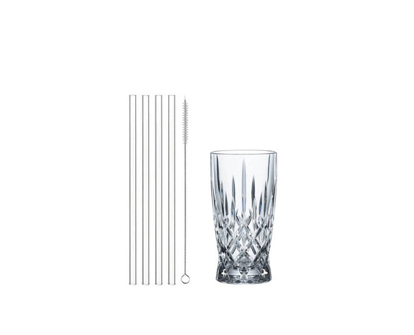 Nachtmann Noblesse Latte Macchiato + Glass Straws (Set of 4) image 0