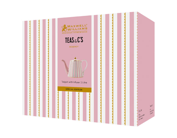 Maxwell & Williams Teas & C's Regency Teapot With Infuser 1 Lt Pink Gift Boxed image 4