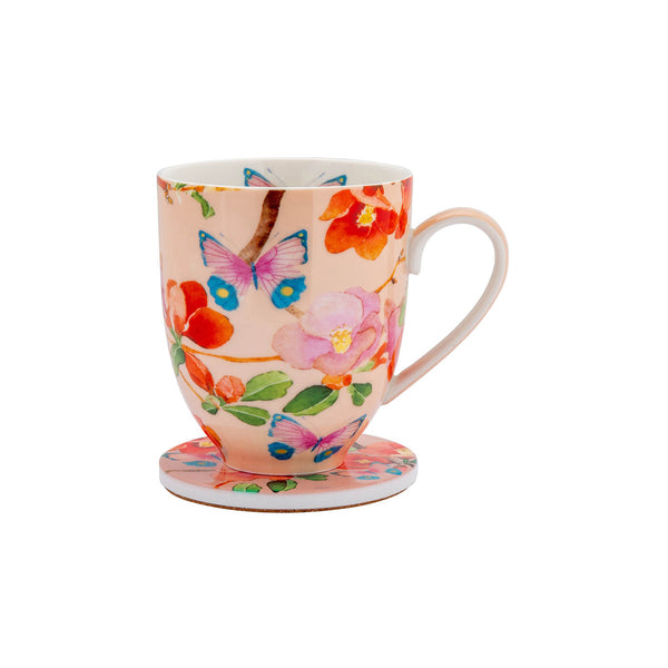 Maxwell & Williams Gabby Malpas Posey Mug & Coaster Set Japonica Joy Gift Boxed image 0