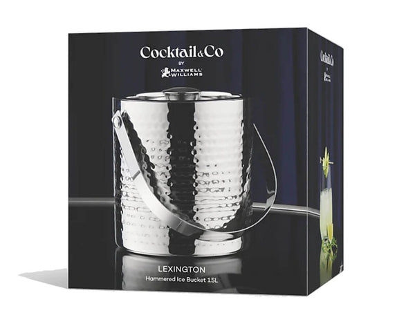 Maxwell & Williams Cocktail & Co Lexington Hammered Ice Bucket 1.5L Silver Gift Boxed image 2