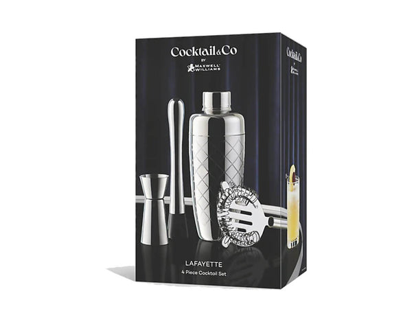 Maxwell & Williams Cocktail & Co Lexington Cocktail Set 4pc Silver Gift Boxed image 3
