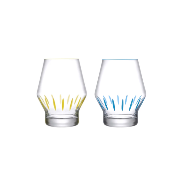 Nude Beak Glasses in Iris Apfel Collection with Yellow & Blue Painted (Set of 2) image 0