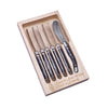 Laguiole Butter Knife Black Marble Handle Set of 6 with Wooden Box image 0