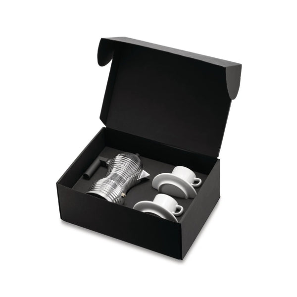 Alessi Coffee Gift Set (Pulcina Coffee Maker With Two Espresso Cups & Saucers) image 2