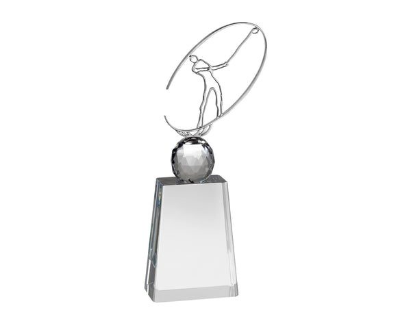 Swatkins Clear Crystal Golf Ball Award with Metal Golfer image 0