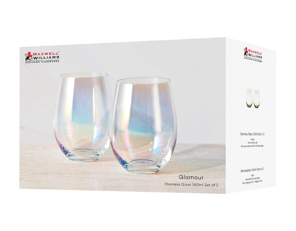 Maxwell & Williams Glamour Stemless Glass 560ML Set of 2 Iridescent Gift Boxed image 5