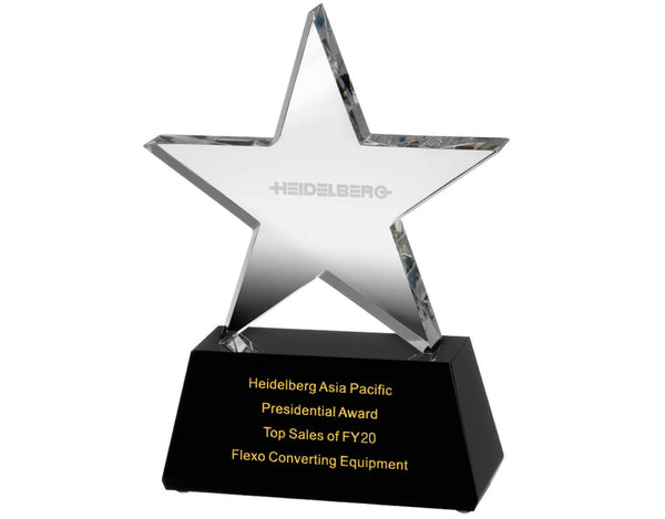Swatkins Finely Crafted Optical Crystal Star Award on Black Base image 1