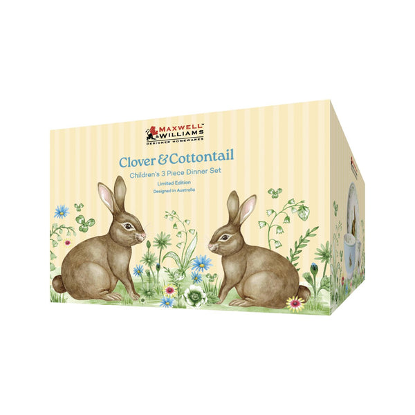 Maxwell & Williams Clover & Cottontail Children's 3pc Dinner Set Bunny Gift Boxed