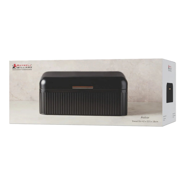 Maxwell & Williams Astor Bread Bin 42x22.5x18cm Black Gift Boxed