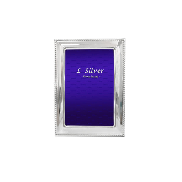 L Silver - Silver Plated Steel Photo Frame With Bead Pattern