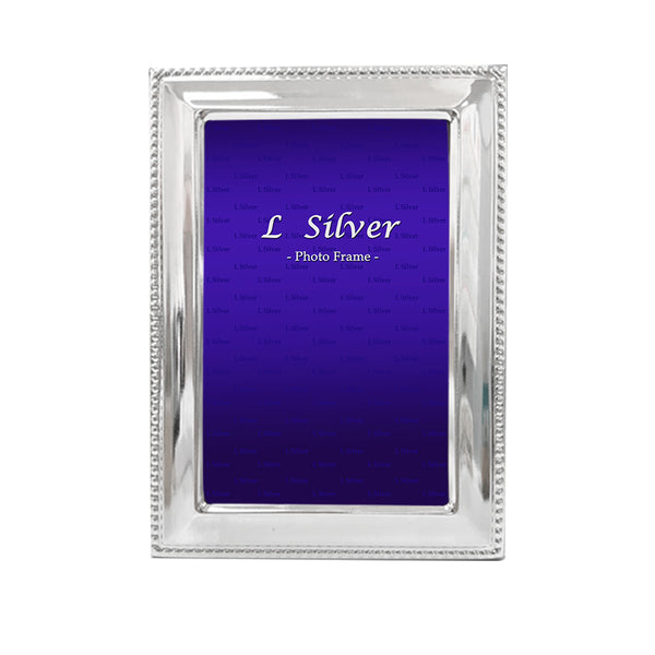 L Silver - Silver Plated Steel Photo Frame With Bead Pattern