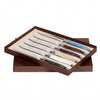 Laguiole Table Knife 15/10 Traditional Colour Set of 6 (1pc of each Blue, Black, Marble, Pale Horn, Ivory, Brown & Aubergine) with Coffret Gift Box
