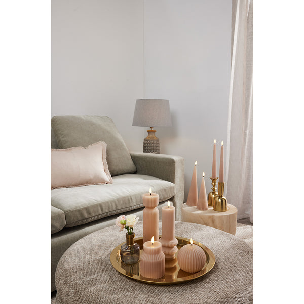 Maxwell & Williams Let's Get Lit Linea LED Sculptural Wax Candle 7.5x18.5cm Taupe Gift Boxed
