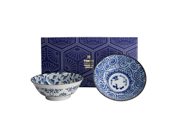 Maxwell & Williams Tokyo Design Haru Blue Bowl Giftset 2pc 19x8cm Blue Gift Boxed