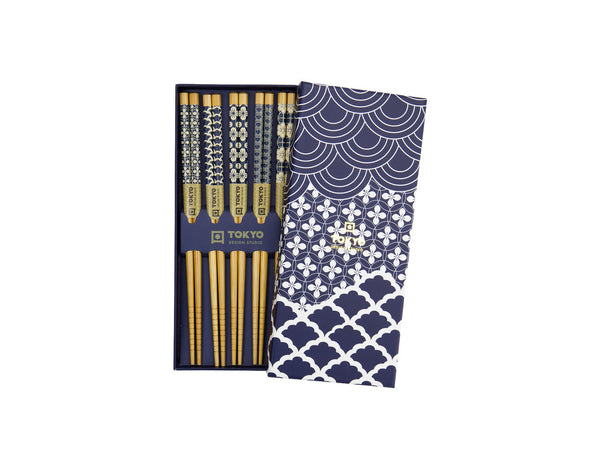 Maxwell & Williams Tokyo Design Chopstick Giftset 5pc Blue Gift Boxed