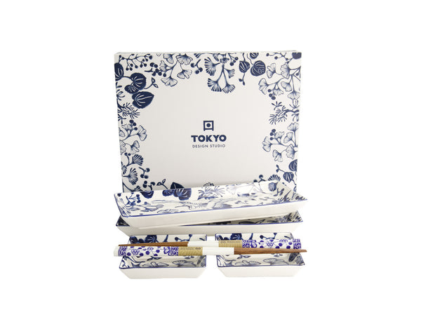 Maxwell & Williams Tokyo Design Flora Japonica Sushi Plate Giftset 4pc White Gift Boxed