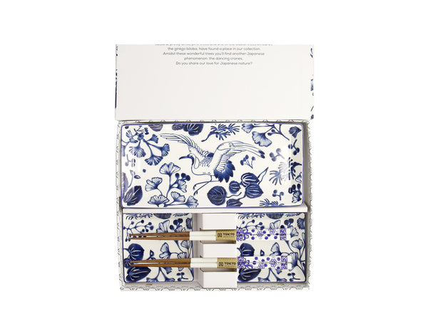 Maxwell & Williams Tokyo Design Flora Japonica Sushi Plate Giftset 4pc White Gift Boxed