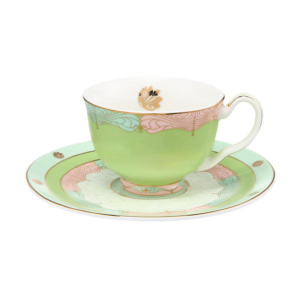 Maxwell & Williams Wicked Pink Goes Good With Green Demi Cup & Saucer Set of 2 Elphaba Gift Boxed