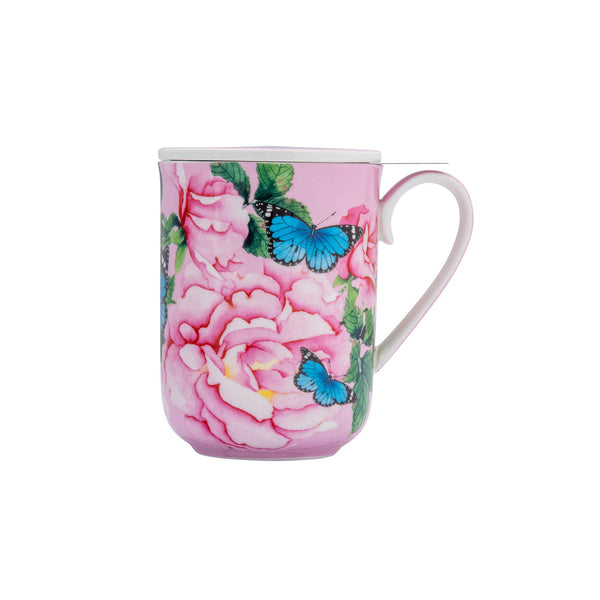 Maxwell & Williams Gabby Malpas Posey Mug With Infuser 340ML Cabbage Roses Gift Boxed image 2