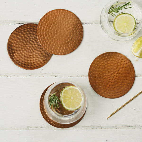 Just Slate Flat Hammered Copper Coasters (4 pieces) image 1