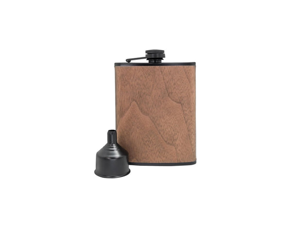 Vin Bouquet Hip Flask & Funnell Wood Design (Stainless Steel) image 0