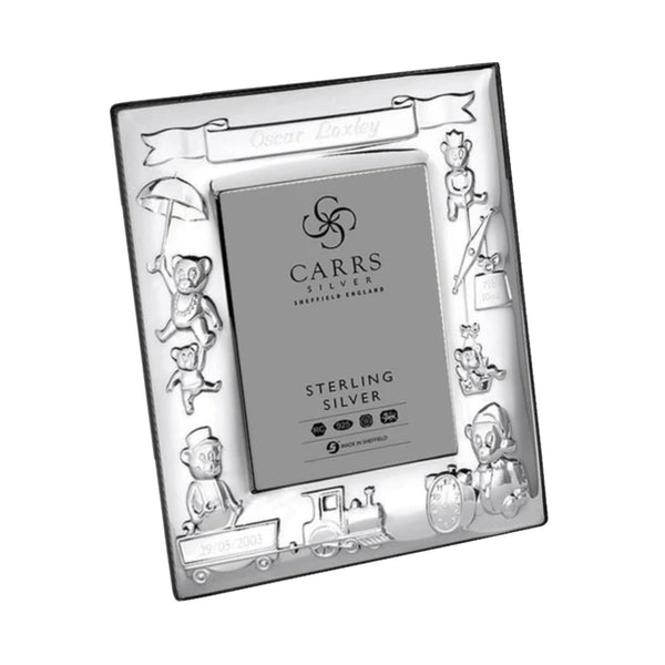 Carrs Silver - Child's Christening Photo Frame Sterling Silver Wood Back image 0
