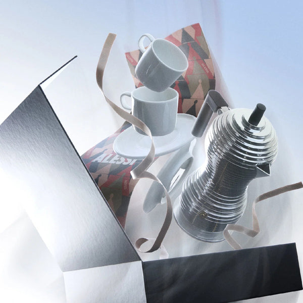 Alessi Coffee Gift Set (Pulcina Coffee Maker With Two Espresso Cups & Saucers) image 1