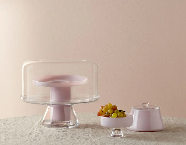 Nud Bloom Cake Stand with Dome (Clear + Opal Pink) image 4