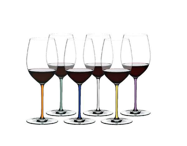 Riedel Fatto A Mano Gift Set Cabernet/Merlot Set of 6 (Mint, Orange, Violet, White, Yellow, Blue) image 0