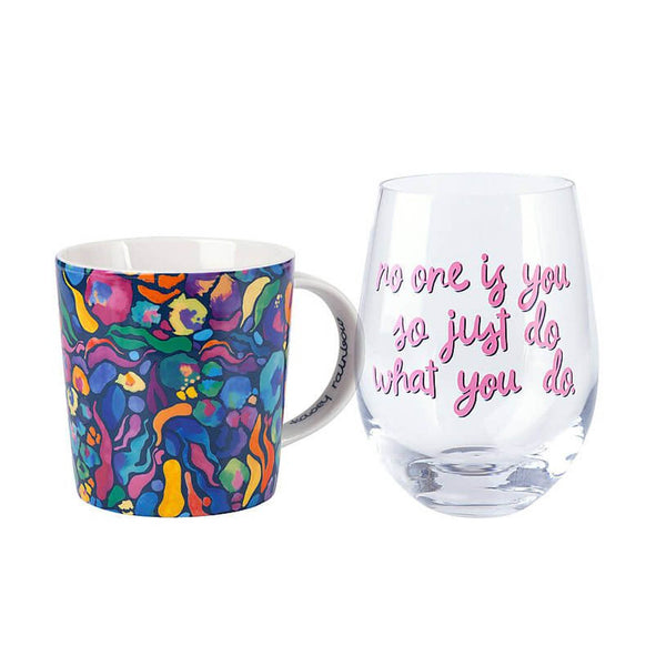 Maxwell & Williams Kasey Rainbow Wild at Heart Mug & Glass Set Africa Navy Gift Boxed image 1