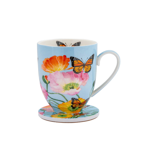 Maxwell & Williams Gabby Malpas Posey Mug & Coaster Set Field of Poppies Gift Boxed image 1