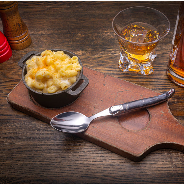 Laguiole Table Spoon Black Marble Handle Set of 6 with Coffret Gift Box image 1