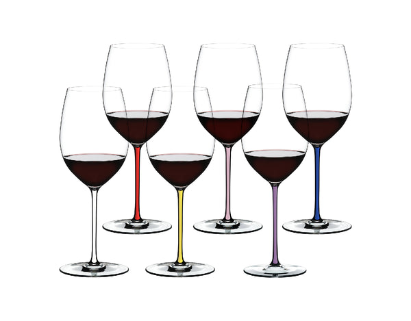Riedel Fatto A Mano Gift Set Cabernet/Merlot Set of 6 (Blue, Red, Yellow, Pink, White, Violet) image 0