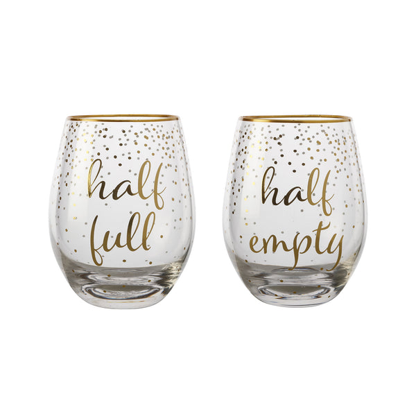 Maxwell & Williams Celebrations Stemless Glass 500ML Set of 2 Full & Empty image 0