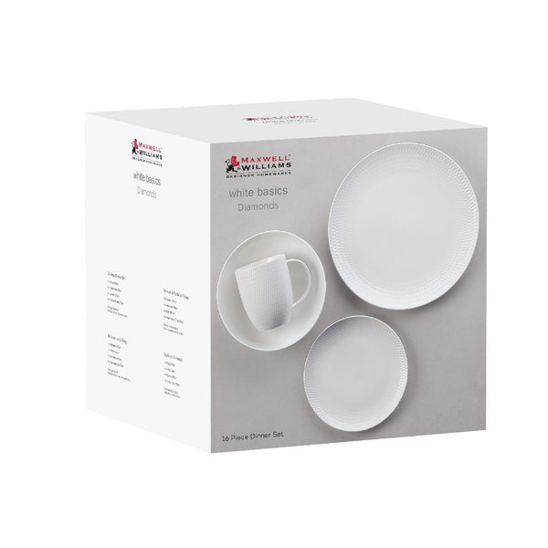 Maxwell & Williams White Basics Diamonds Dinner Set 16pc Gift Boxed image 3