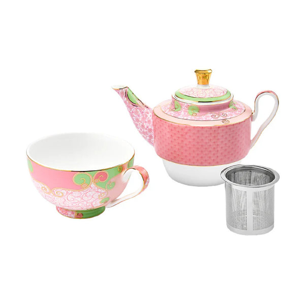 Maxwell & Williams Wicked Pink Goes Good With Green Tea for One With Infuser 380ML Glinda Gift Boxed image 1