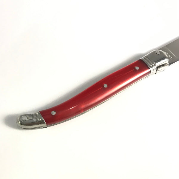 Laguiole Table knife 25/10 Red Handle Set of 6 with Wooden Luxury Gift Box image 3