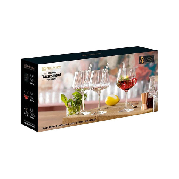 Nachtmann Gin & Tonic Set of 9 (4 Gin Tonic + 4 Glass Straws + 1 Cleaning Brush) image 1