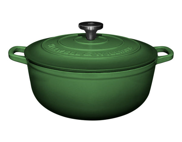 Maxwell & Williams Cast Iron Round Casserole English Racing Green 28cm/6.2L Gift Boxed