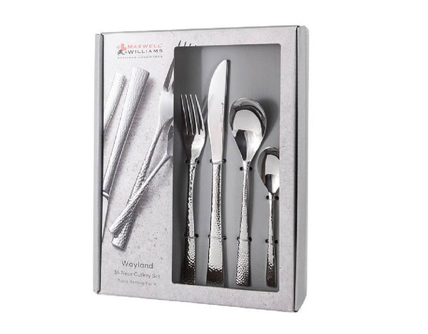 Maxwell & Williams Wayland Hammered Cutlery Set 16pc Gift Boxed image 0