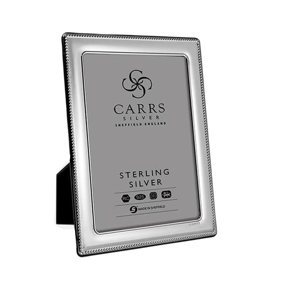 Carrs Silver - Bead Design Sterling Silver Photo Frame with Grey Velvet Back image 0