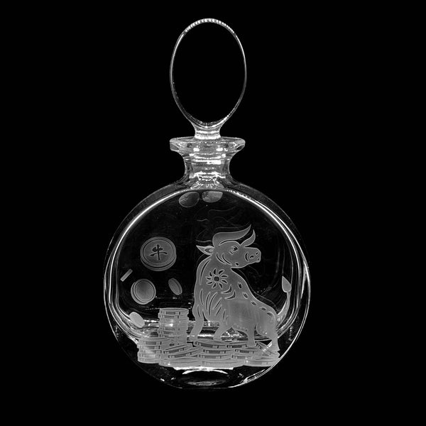 Bohemia Crystal Whisky Set ( 1 Decanter with Sandblasted Ox Motif + 6 Tumblers) image 2